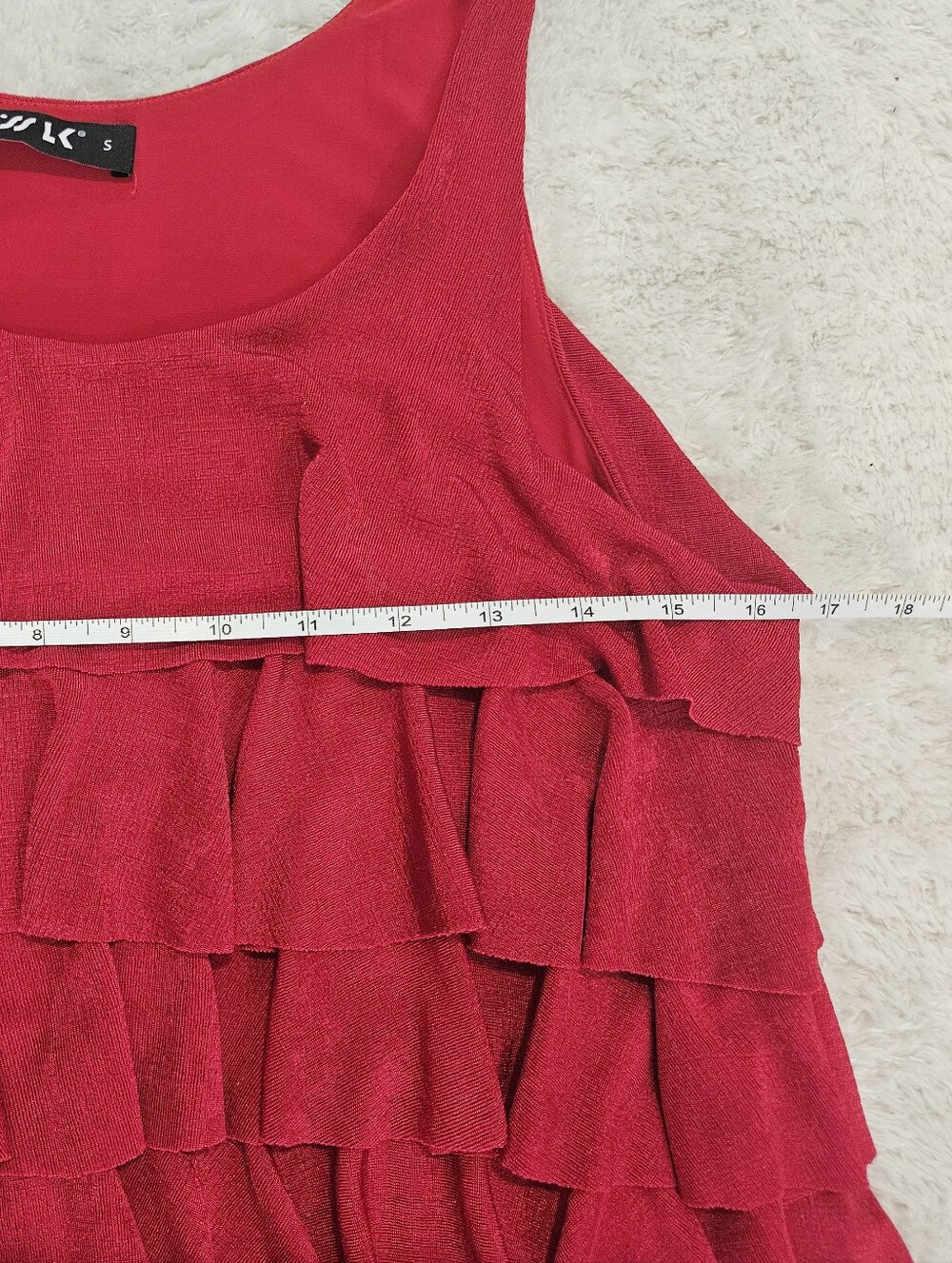 NEW Ruffle Sleeveless Red Dress Size S Bohemian Retro Feminine Preppy Party - Picture 5 of 6
